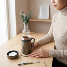 將圖片載入圖庫檢視器 IKUK艾可陶瓷保溫瓷芯手把杯500ml-鋼鐵灰