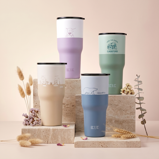 【成雙對杯】IKUK艾可陶瓷珍奶冰壩杯900ml 兩入一組 (適用波霸珍珠的環保杯)