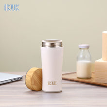 將圖片載入圖庫檢視器 木簡約旋蓋陶瓷杯360ml 輕巧保溫杯 真陶瓷內膽 通勤學生首選-沐光白