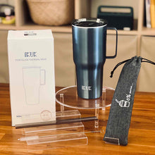 將圖片載入圖庫檢視器 900ml Porcelain Boba Tea Tumbler with Handle & Straw