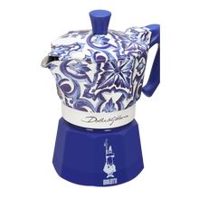 將圖片載入圖庫檢視器 【買就送】D&G 聯名經典摩卡壺3杯份-地中海藍 加贈杏仁香濃咖啡粉