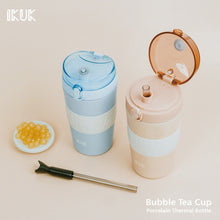 將圖片載入圖庫檢視器 600ml Porcelain Bubble Tea Tumbler with 2-in-1 Lid & Straw