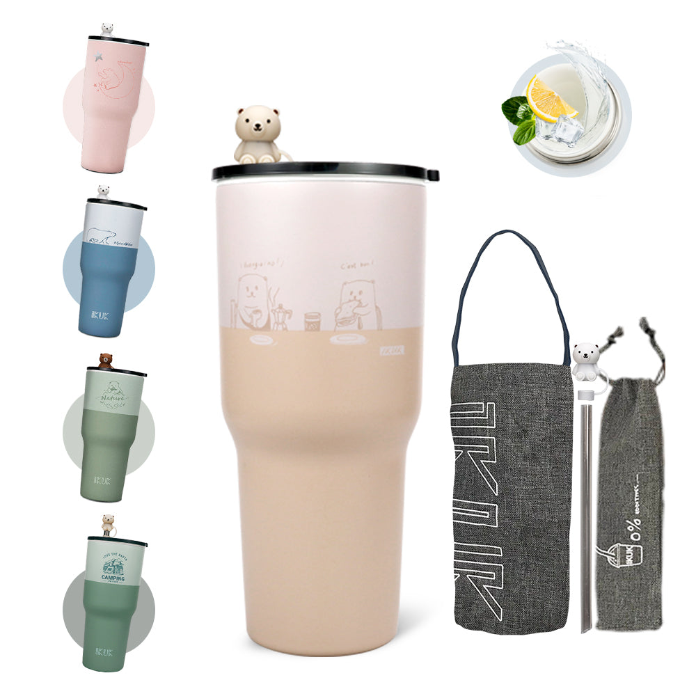 【KiKi媽咪團購優惠】IKUK艾可陶瓷珍奶冰壩杯900ml 贈魔纖杯刷