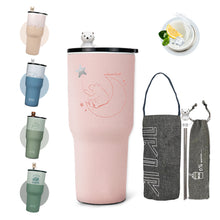 將圖片載入圖庫檢視器 900ml Porcelain Boba Tea Tumbler with Straw