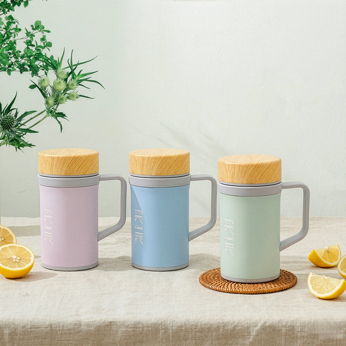 【浪漫紫色】彈蓋380ml+手把杯紫500ml