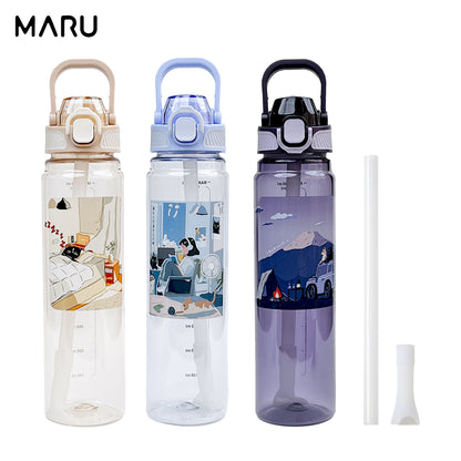 Maru 丸山製研 Tritan彈蓋握把好提吸管隨身水壺 三種顏色