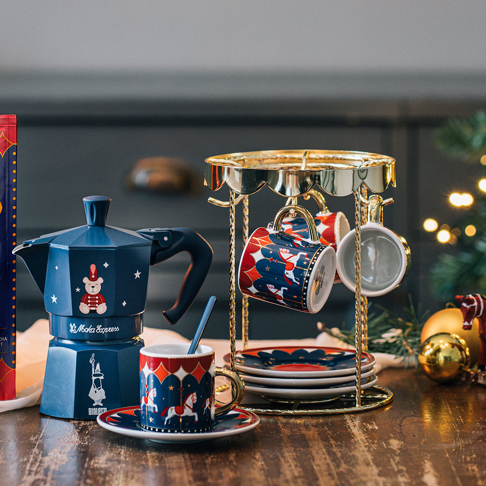 【新品上市】魔法記憶旋轉馬車陶瓷咖啡杯架組 四杯四盤