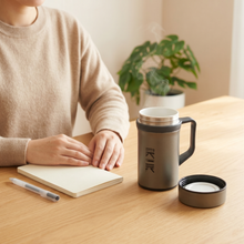 將圖片載入圖庫檢視器 IKUK艾可陶瓷保溫瓷芯手把杯500ml-鋼鐵灰
