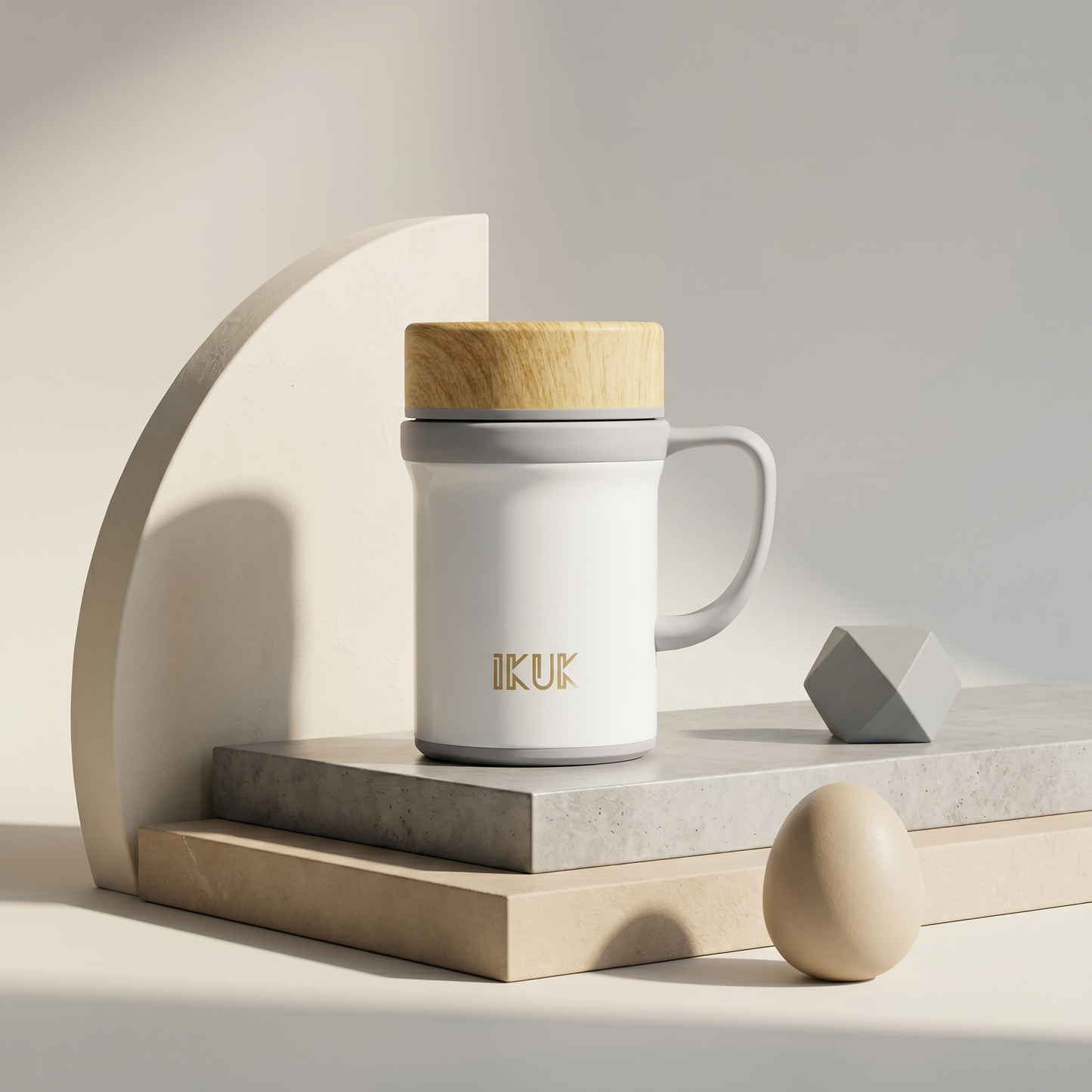410ml Porcelain Vacuum Mug with Handle