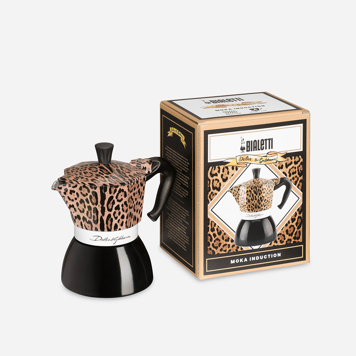 【D&G聯名預購】BIALETTI 電火摩卡壺 4杯份｜奢華豹紋款