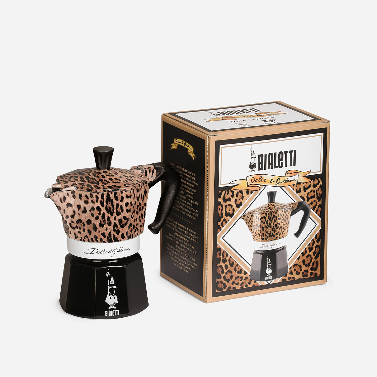 【D&G聯名預購】BIALETTI 經典摩卡壺 3杯份｜奢華豹紋款