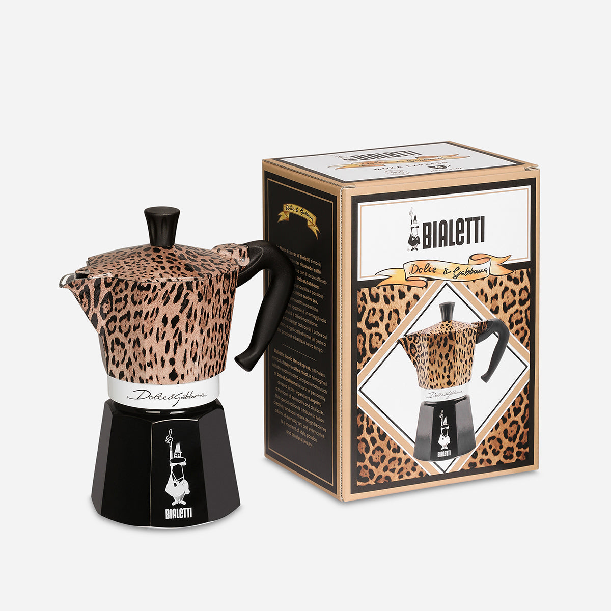 【D&G聯名預購】BIALETTI 經典摩卡壺 6杯份｜奢華豹紋款