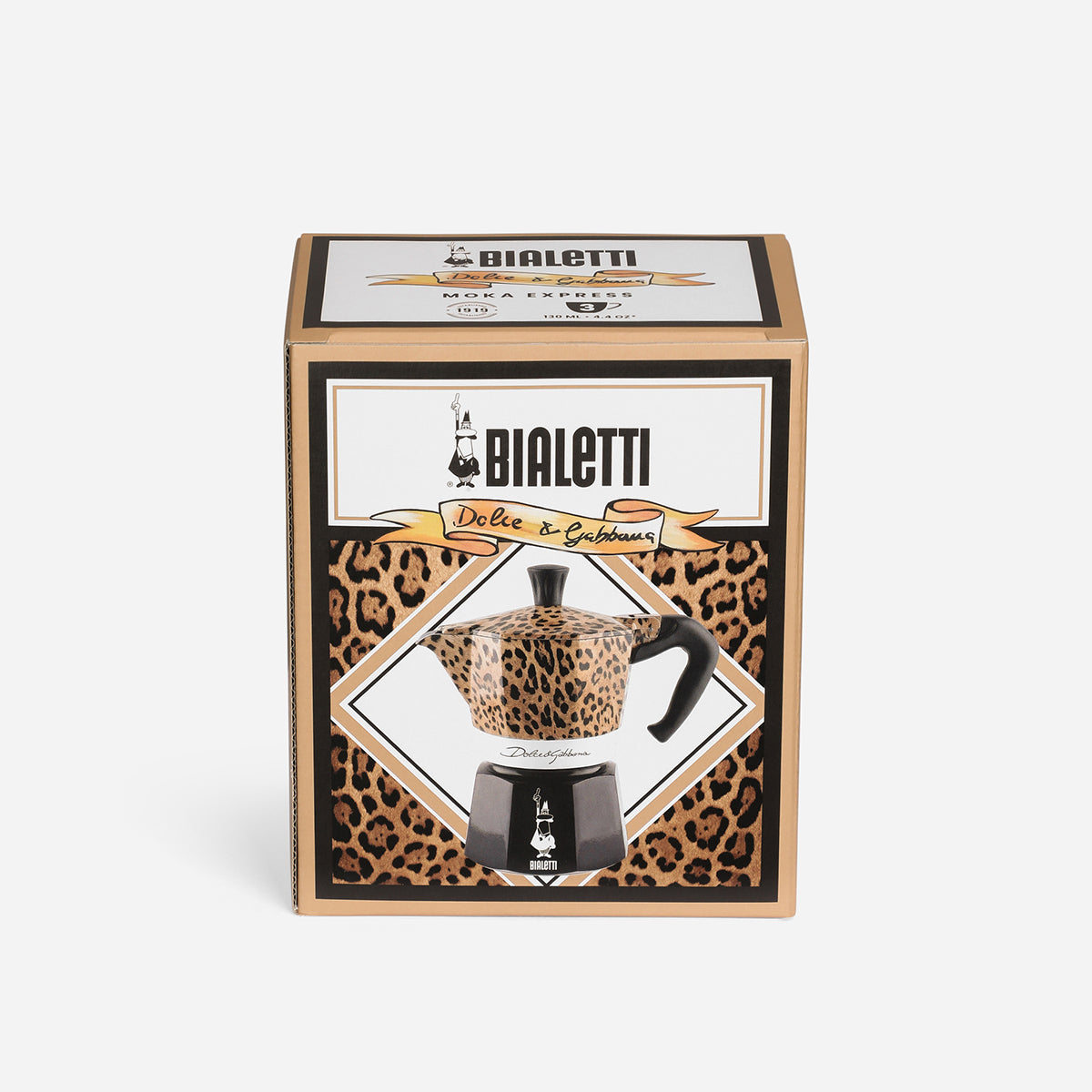 【D&G聯名預購】BIALETTI 經典摩卡壺 3杯份｜奢華豹紋款