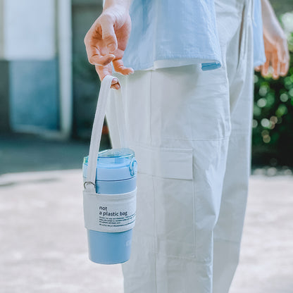 600ml Porcelain Bubble Tea Tumbler with 2-in-1 Lid & Straw