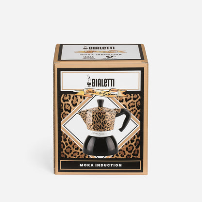 【D&G聯名預購】BIALETTI 電火摩卡壺 4杯份｜奢華豹紋款