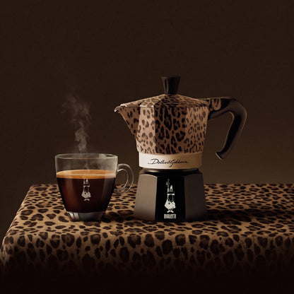 【D&G聯名預購】BIALETTI 經典摩卡壺 3杯份｜奢華豹紋款