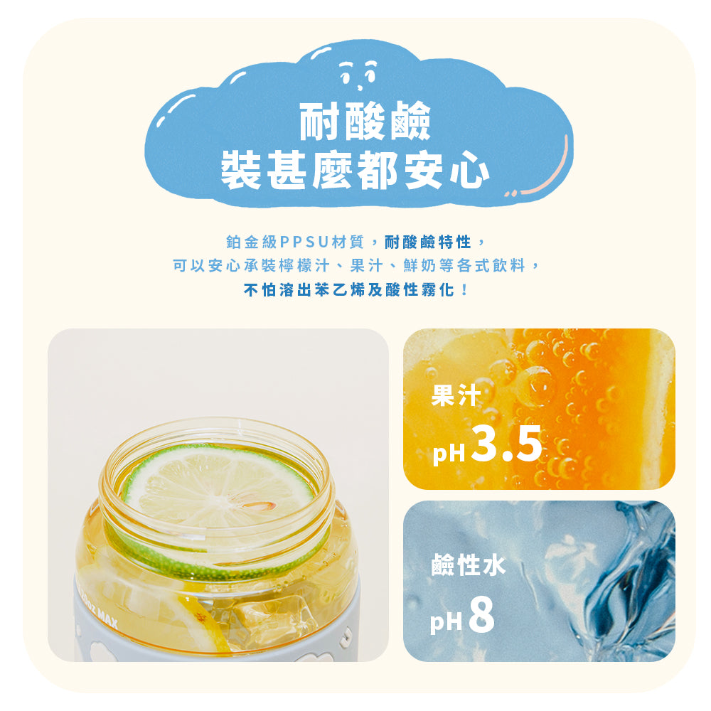 鉑金雲朵杯 直飲/吸管杯 600ml PPSU常用於醫療器材 可耐高溫殺菌