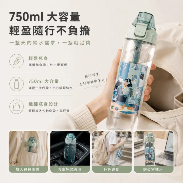 【乃文團購】MARU Tritan 彈跳水瓶750ml 任選二入