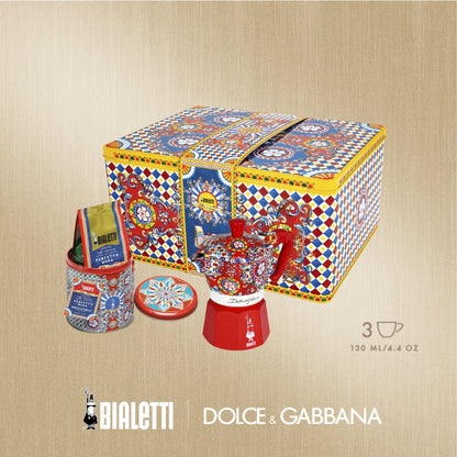 D&G 經典摩卡壺3杯尊爵禮盒 咖啡粉禮盒