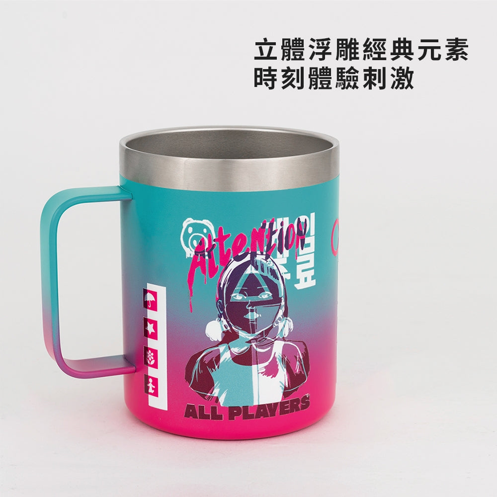 【成箱區】魷魚遊戲聯名304不鏽鋼露營手把杯 420ml(6入)