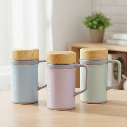500ml Porcelain Vacuum Mug with Handle & Porcelain Lid