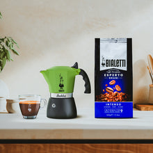 將圖片載入圖庫檢視器 【露營必備】加壓摩卡壺2杯份 綠 +  BIALETTI 咖啡豆500g
