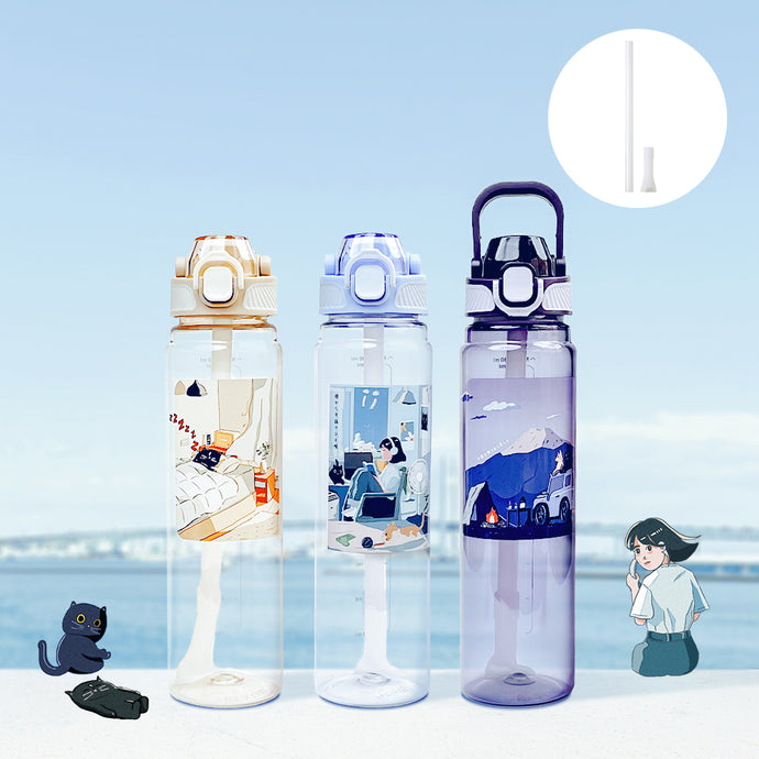 Maru 丸山製研 Tritan彈蓋握把好提吸管隨身水壺 三種顏色