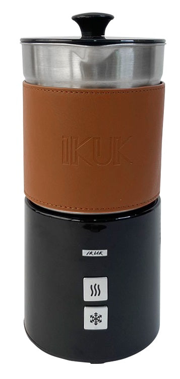 莫蘭迪色皮革套分離式電動冷熱奶泡器 加熱牛奶