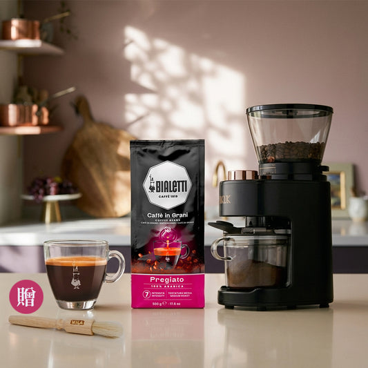 IKUK 40 段全功能磨豆機+BIALETTI 500g 咖啡豆送毛刷