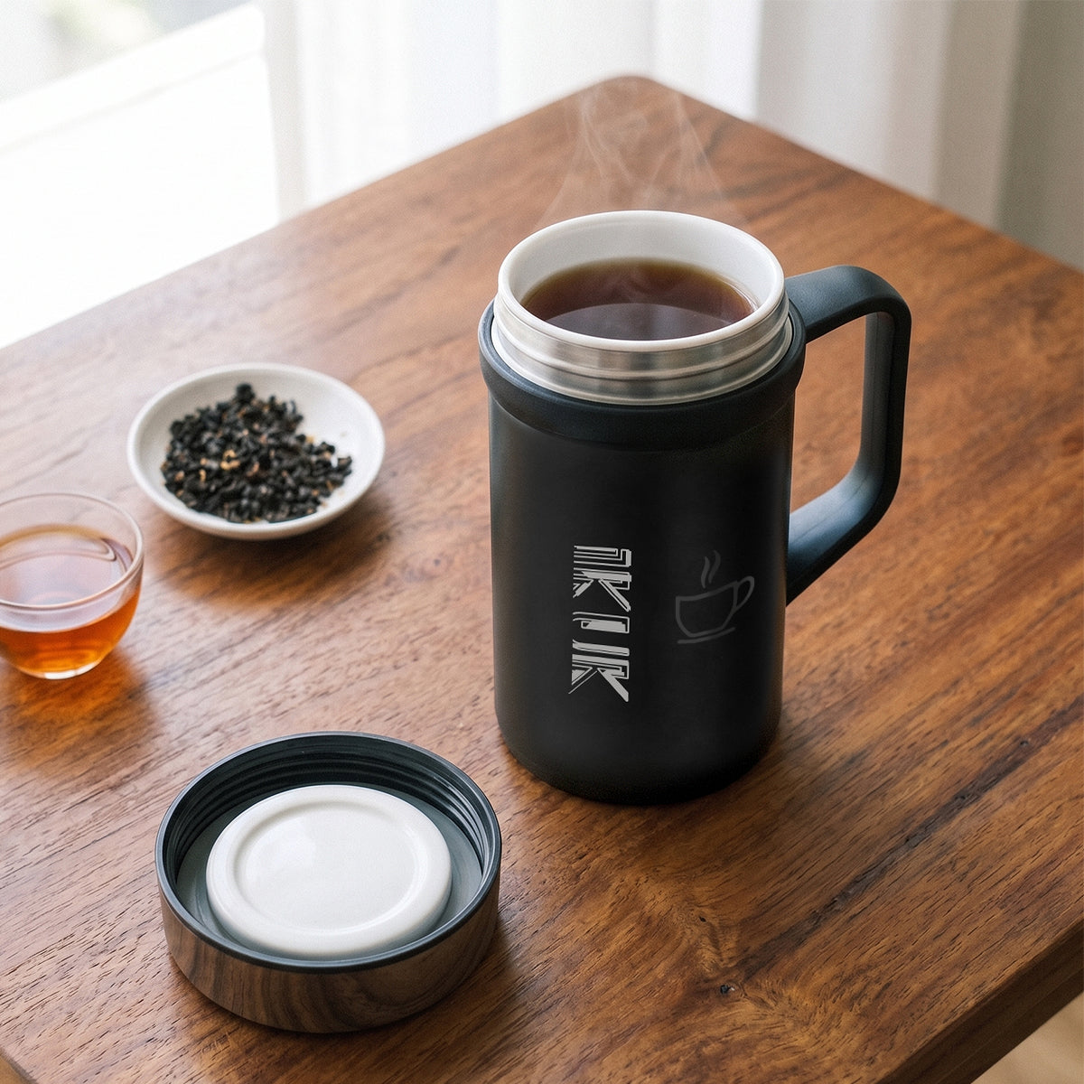 【雷刻】濾茶器手把杯500ml(內附專業全瓷濾茶器)
