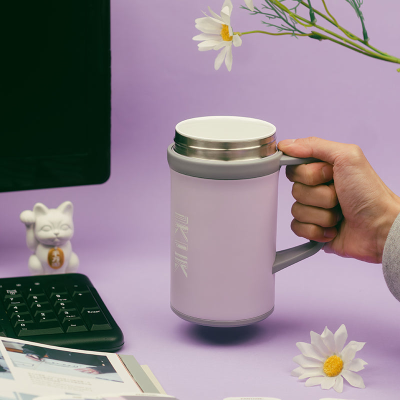 500ml Porcelain Vacuum Mug with Handle & Porcelain Lid