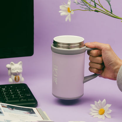500ml Porcelain Vacuum Mug with Handle & Porcelain Lid