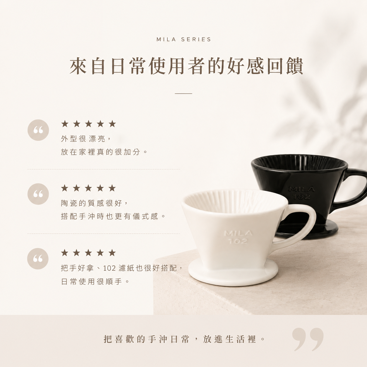 MILA 手沖咖啡陶濾器/咖啡濾杯 (3孔扇形)