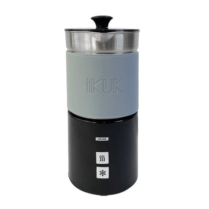 莫蘭迪色皮革套分離式電動冷熱奶泡器 加熱牛奶