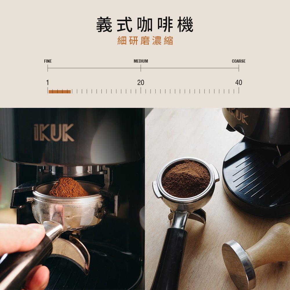 【現磨原香組】IKUK 40 段全功能磨豆機+BIALETTI 500g