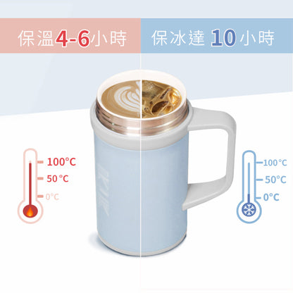 【CanLead】IKUK艾可陶瓷保溫瓷芯手把杯500ml