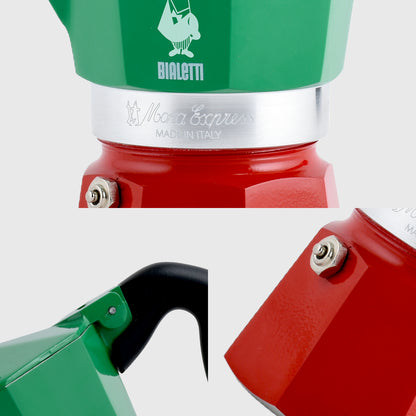 Bialetti Italia 經典摩卡壺 3杯份－義大利三色 贈原廠膠圈組