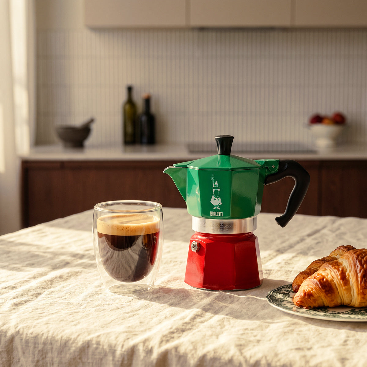 Bialetti Italia 經典摩卡壺 3杯份－義大利三色 贈原廠膠圈組