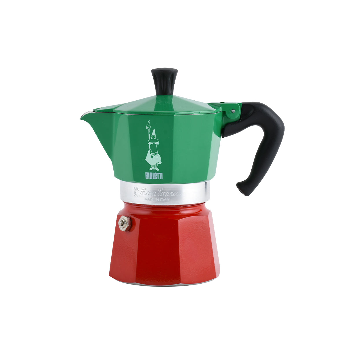Bialetti Italia 經典摩卡壺 3杯份－義大利三色 贈原廠膠圈組