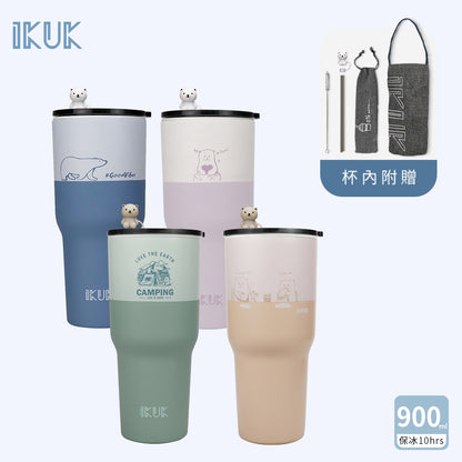 900ml 大容量北極熊陶瓷珍奶冰壩杯/適用波霸珍珠的環保杯