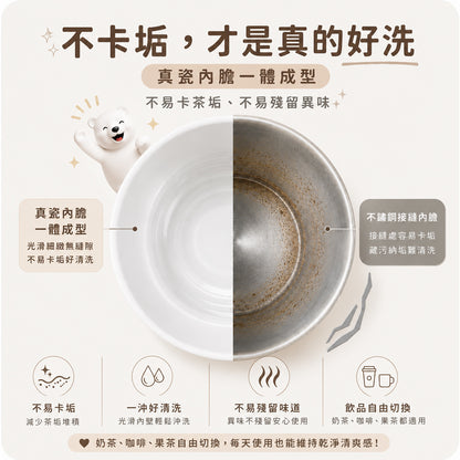 【KiKi媽咪團購優惠】IKUK艾可陶瓷珍奶冰壩杯900ml 贈魔纖杯刷
