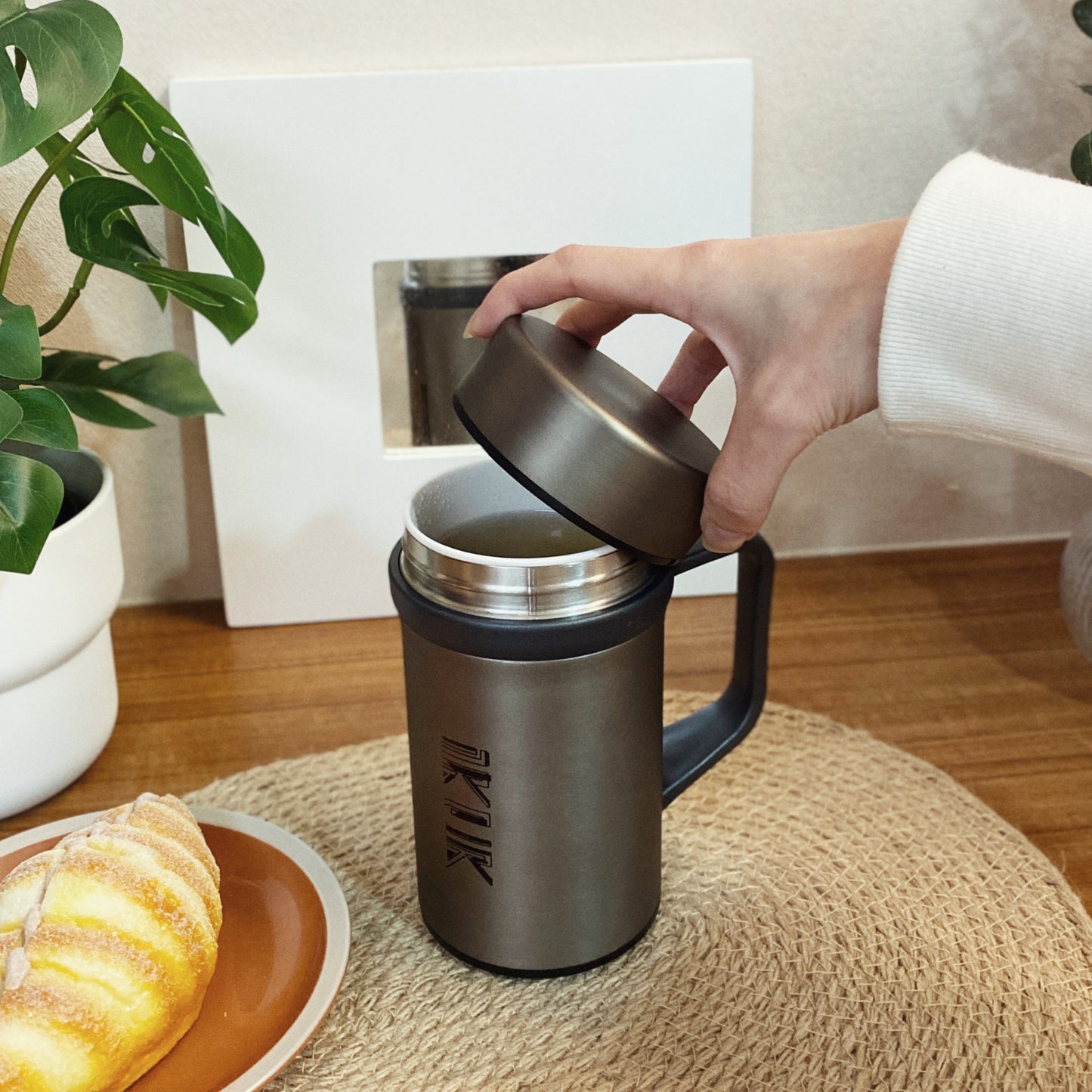 IKUK Porcelain Thermal Cup 500ml-Steel Gray