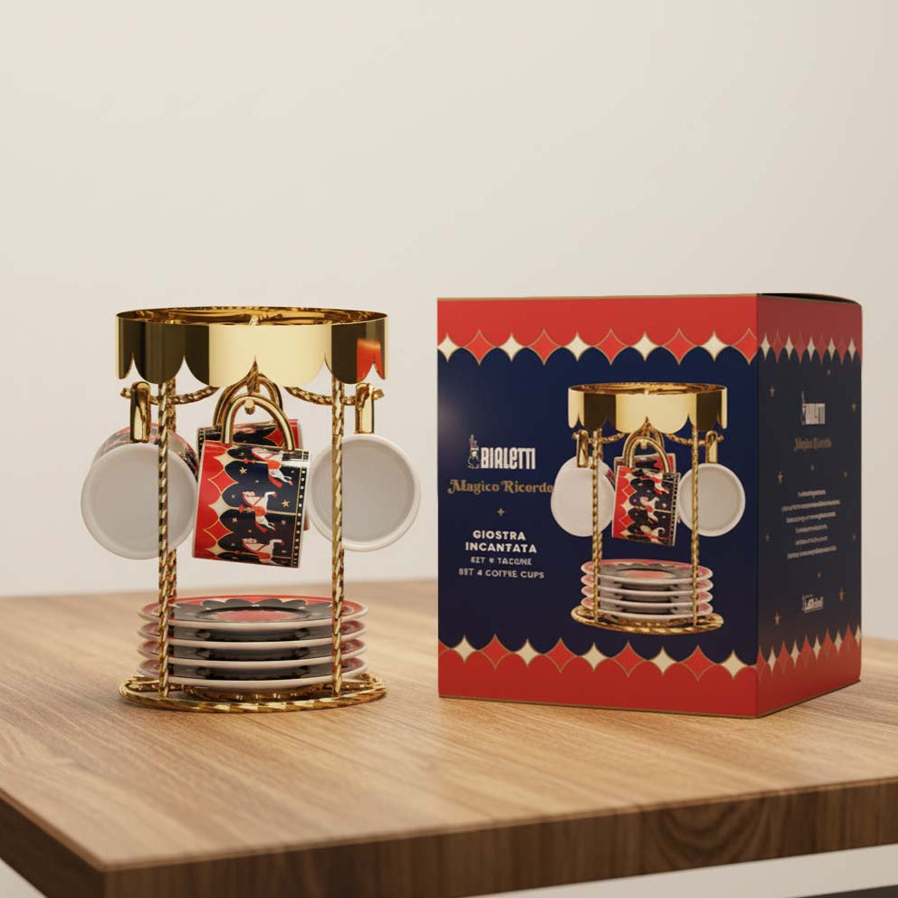 【新品上市】魔法記憶旋轉馬車陶瓷咖啡杯架組 四杯四盤