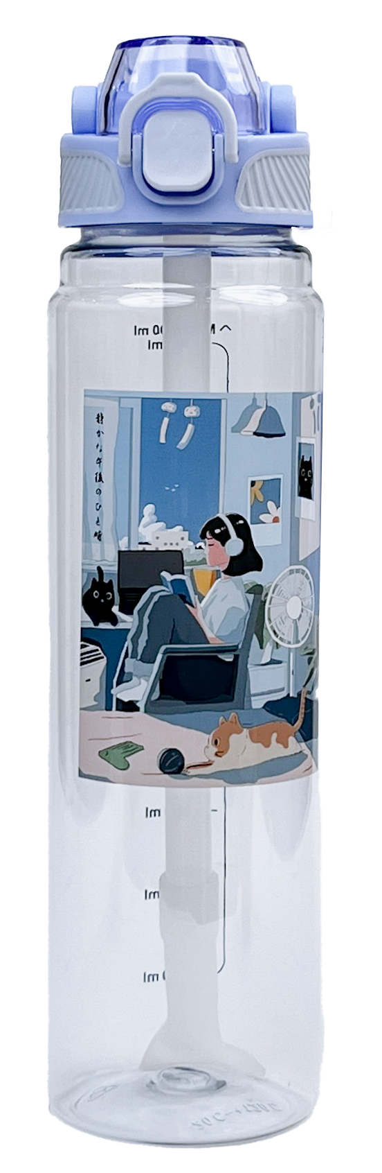 Maru 丸山製研 Tritan彈蓋握把好提吸管隨身水壺 輕透藍去背圖