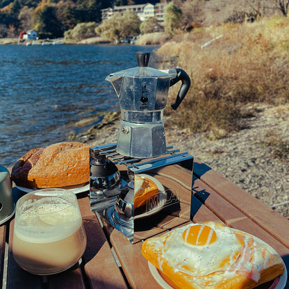 不鏽鋼 防風方型架 / 電子式陶瓷爐頭登山爐(小瓦斯爐/摩卡壺虹吸壺加熱爐/電子爐)