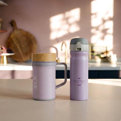 【紫色控必收】彈蓋380ml+手把杯紫500ml 二入組