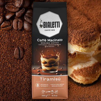 【新上市】BIALETTI 義大利原裝進口 提拉米蘇風味 通用研磨咖啡粉 250g (適用摩卡壺/法壓壺)