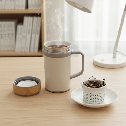 濾茶器手把杯500ml(內附專業全瓷濾茶器)-泡茶必備