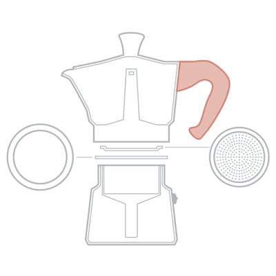 摩卡壺原廠零配件-膠圈墊片組/粉槽/手把/墊圈