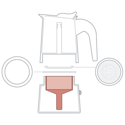 摩卡壺原廠零配件-膠圈墊片組/粉槽/手把/墊圈